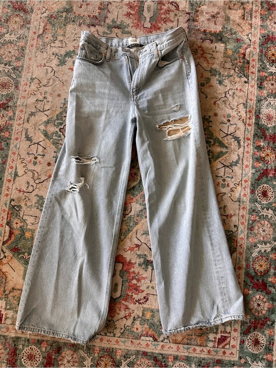 Citizens Of Humanity Denim - Citizens Of Humanity Light Blue Distressed Wide-Leg Jeans Paloma